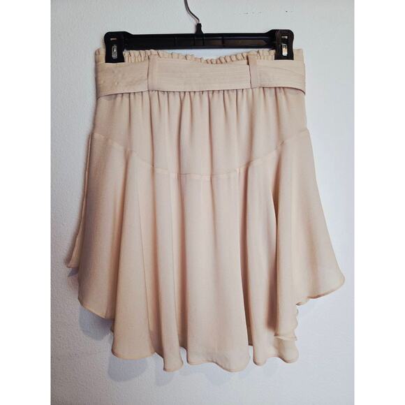 A.L.C. 100% Silk Skirt Womens 0 Mini Layered Ruffle Beige Nude Asymmetrical Hem - Picture 2 of 10